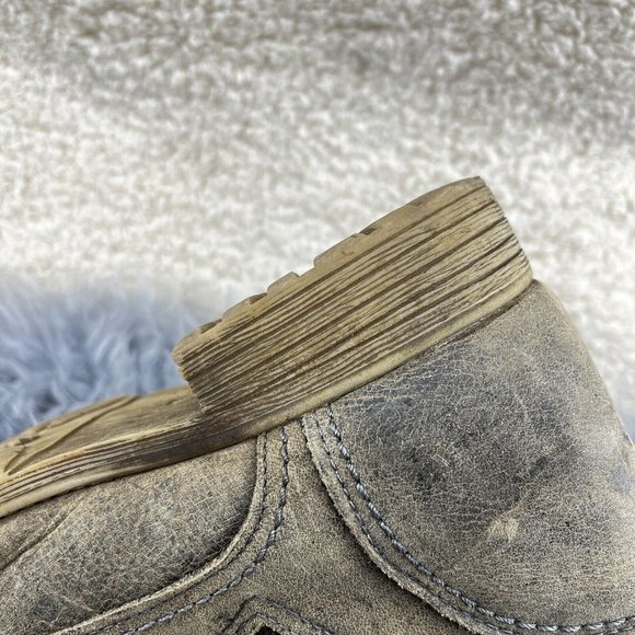 Vintage Bed Stu Distressed Military Combat Leather Boots Gray Beige Size 6.5 - Picture 9 of 11